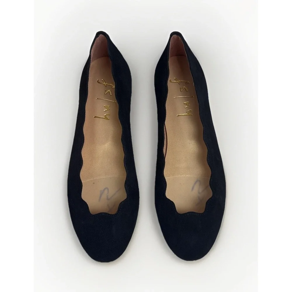 French Sole NY Jigsaw Ballet Flats Navy Blue Suede Women's Size 5.5M